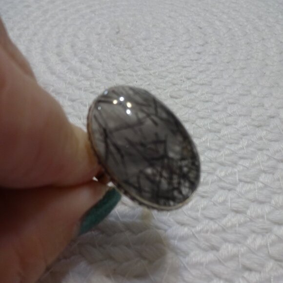 Unique TOURMALINE QUARTZ Handmade Sterling 925 Ring Size 8.25 #743C - Picture 3 of 3
